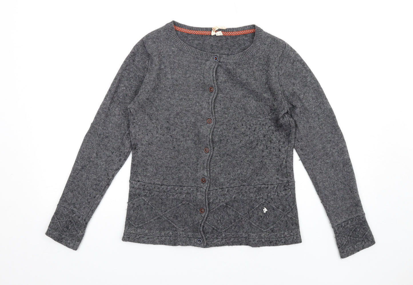 White Stuff Womens Grey Round Neck Viscose Cardigan Jumper Size 10