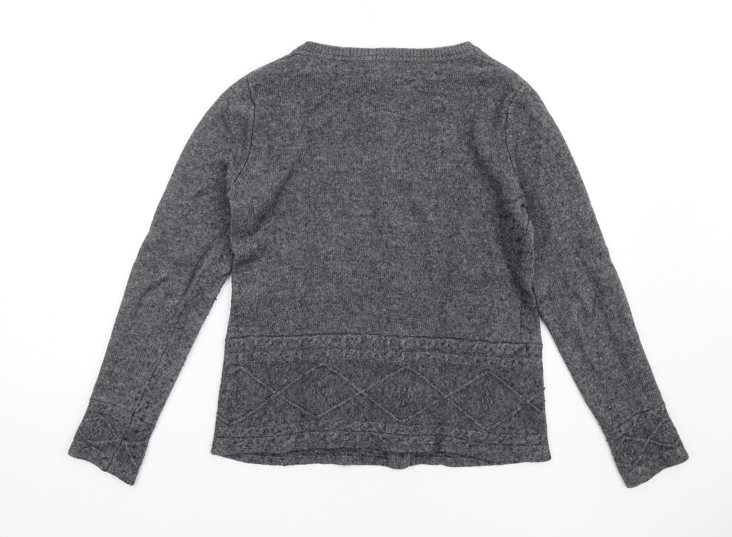 White Stuff Womens Grey Round Neck Viscose Cardigan Jumper Size 10