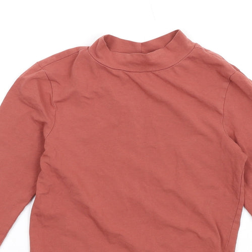 New Look Womens Brown Cotton Basic T-Shirt Size 8 Mock Neck