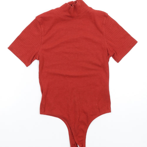 Missguided Womens Red Polyethylene Bodysuit One-Piece Size 8 Snap