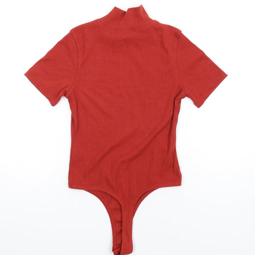 Missguided Womens Red Polyethylene Bodysuit One-Piece Size 8 Snap