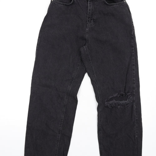 Missguided Womens Black Cotton Straight Jeans Size 8 L29 in Regular Zip