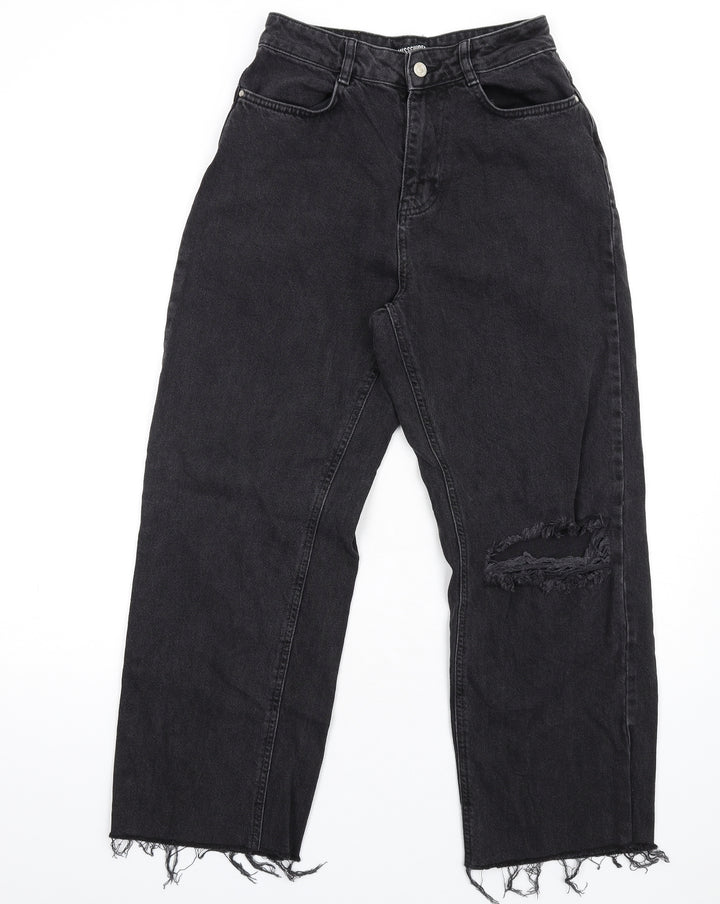 Missguided Womens Black Cotton Straight Jeans Size 8 L29 in Regular Zip