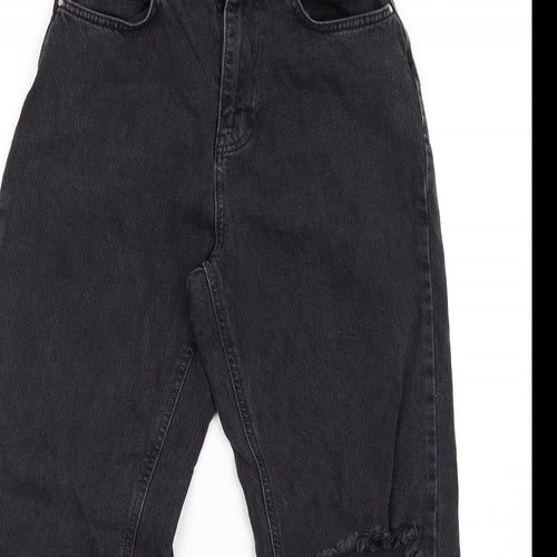 Missguided Womens Black Cotton Straight Jeans Size 8 L29 in Regular Zip