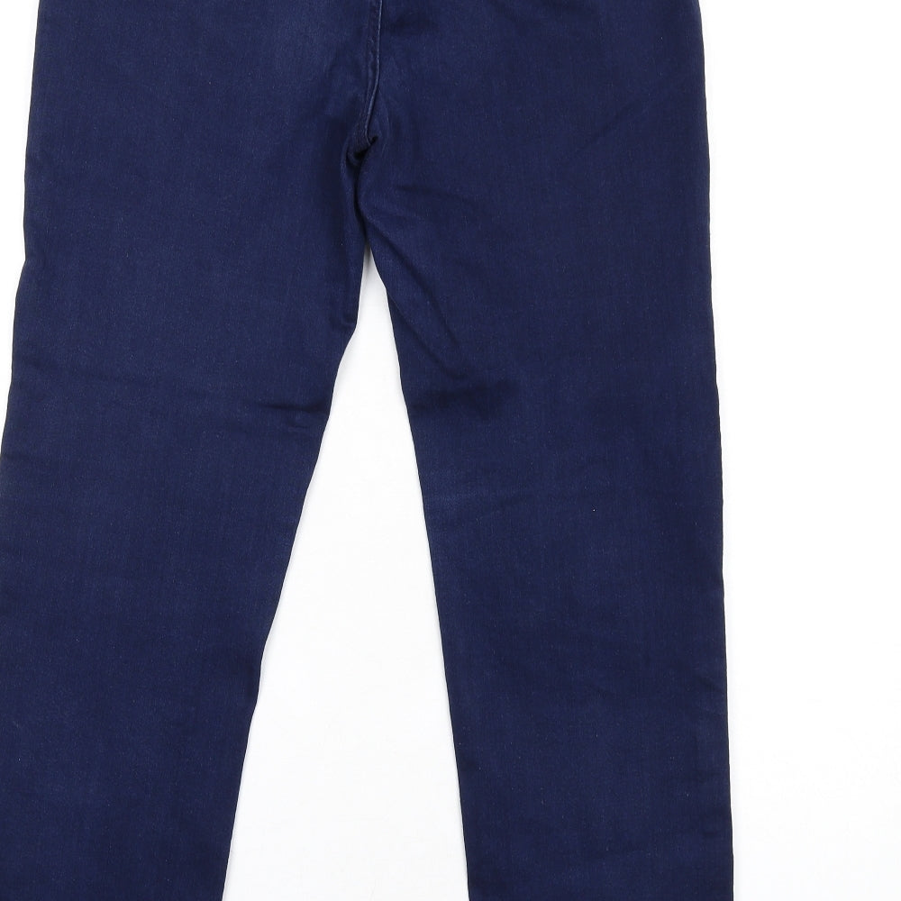 Marks and Spencer Womens Blue Cotton Straight Jeans Size 12 L29 in Regular Zip