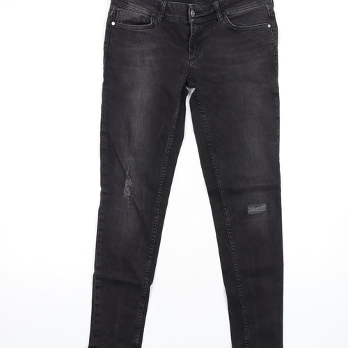 Zara Womens Grey Cotton Skinny Jeans Size 10 L30 in Regular Zip