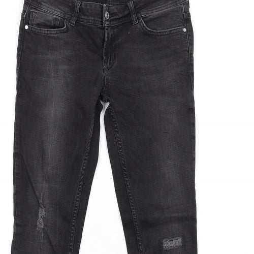 Zara Womens Grey Cotton Skinny Jeans Size 10 L30 in Regular Zip