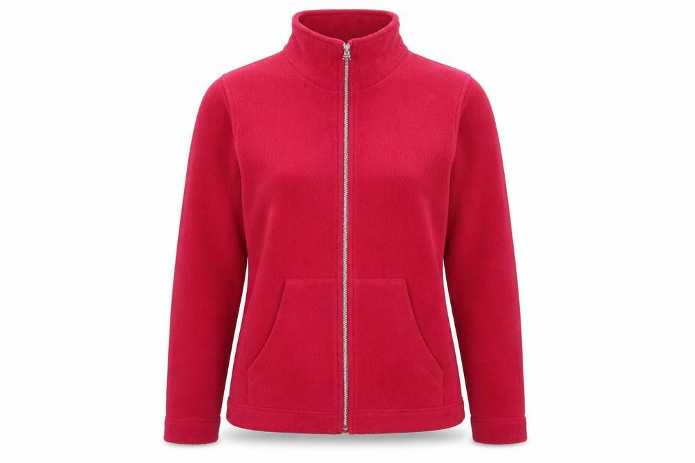 Front view of Monsoon women’s pink jacket, size UK 12, zip