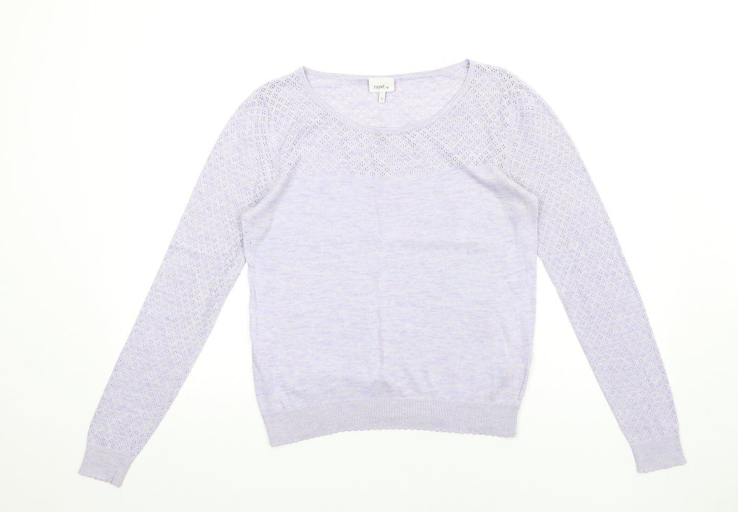NEXT Womens Purple Round Neck Cotton Pullover Jumper Size 12