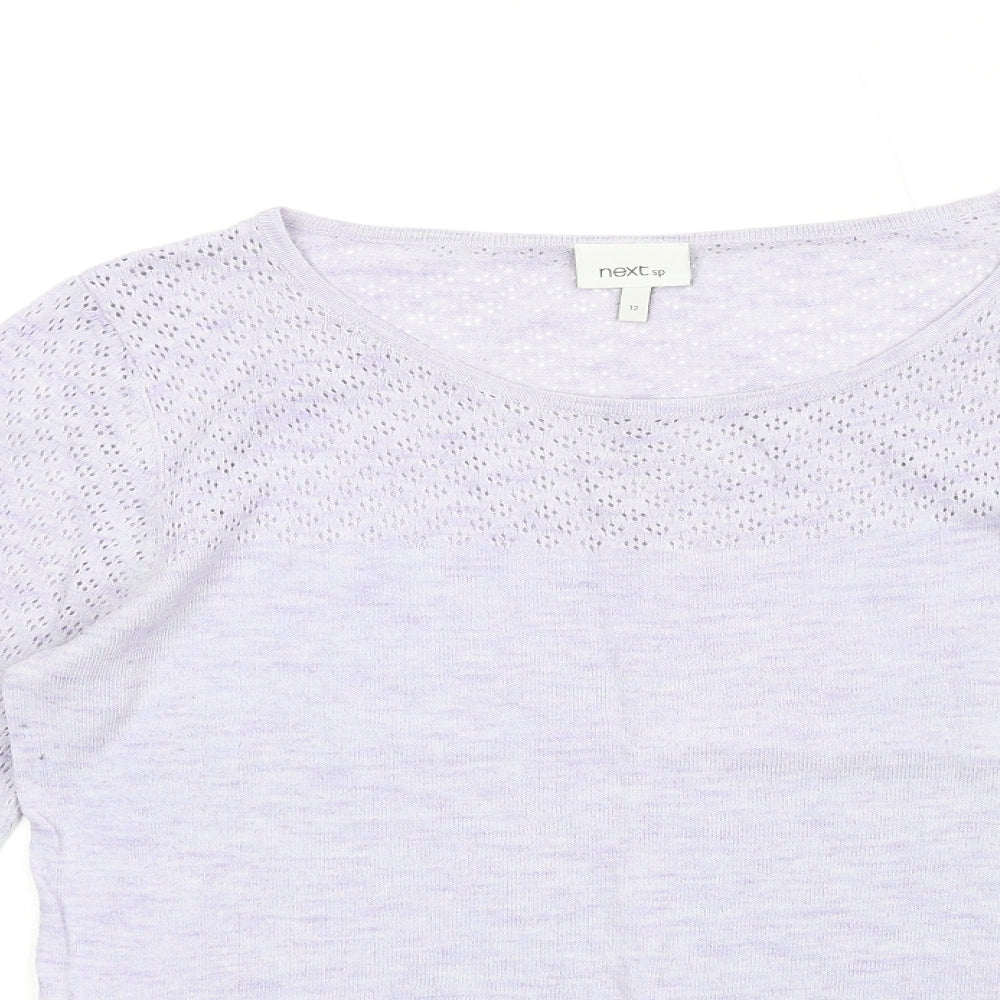 NEXT Womens Purple Round Neck Cotton Pullover Jumper Size 12