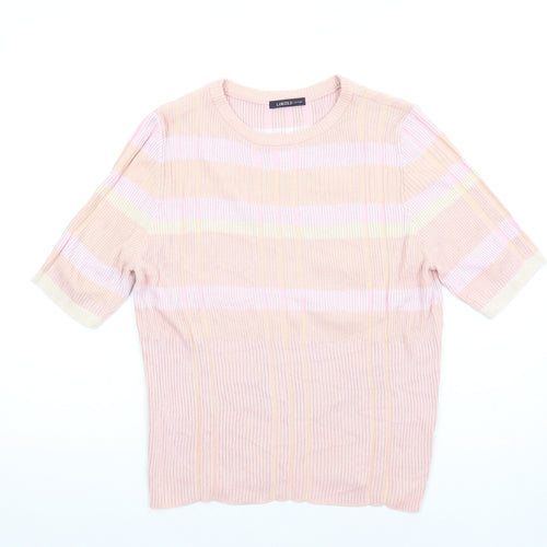 Marks and Spencer Womens Pink Round Neck Cotton Pullover Jumper Size 14