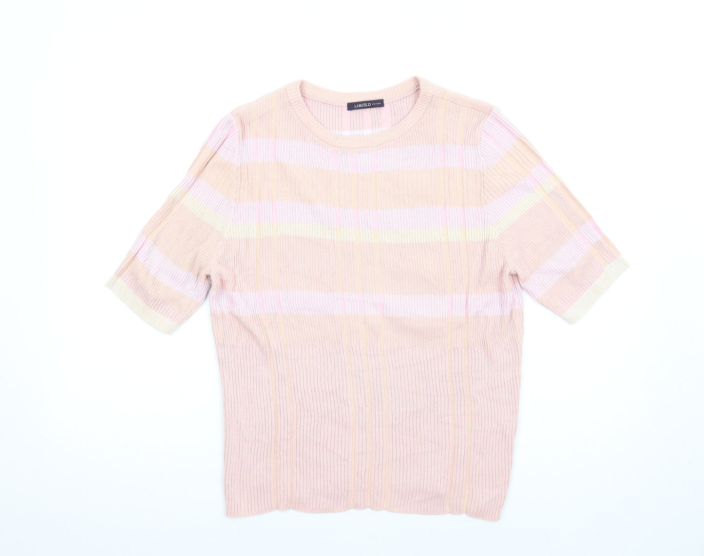 Marks and Spencer Womens Pink Round Neck Cotton Pullover Jumper Size 14