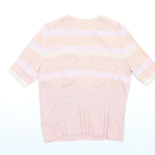 Marks and Spencer Womens Pink Round Neck Cotton Pullover Jumper Size 14