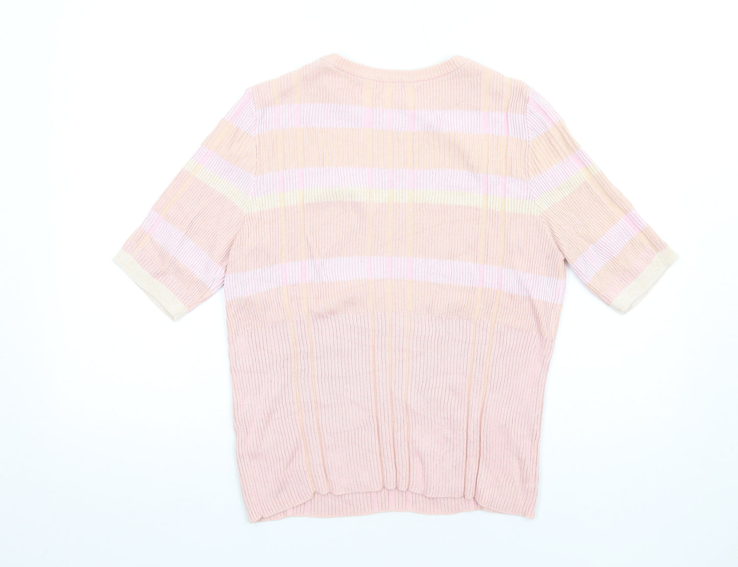 Marks and Spencer Womens Pink Round Neck Cotton Pullover Jumper Size 14