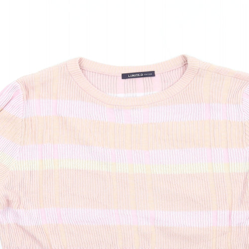 Marks and Spencer Womens Pink Round Neck Cotton Pullover Jumper Size 14