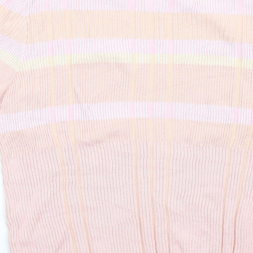 Marks and Spencer Womens Pink Round Neck Cotton Pullover Jumper Size 14