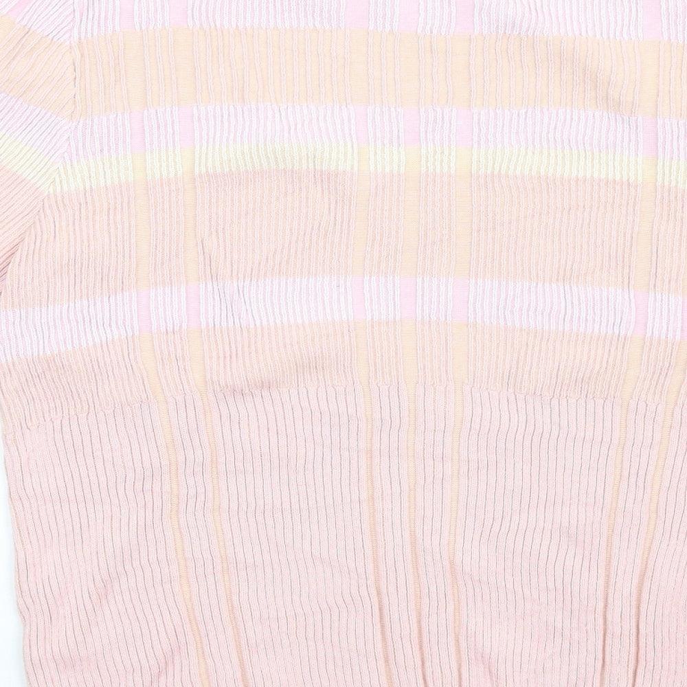 Marks and Spencer Womens Pink Round Neck Cotton Pullover Jumper Size 14