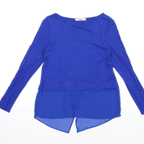 Oasis Womens Blue Viscose Basic T-Shirt Size XS Round Neck