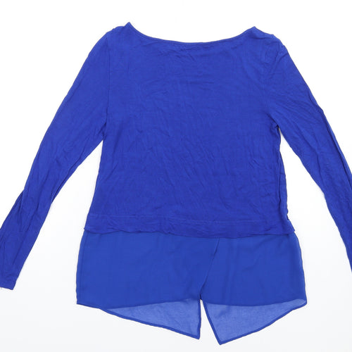 Oasis Womens Blue Viscose Basic T-Shirt Size XS Round Neck