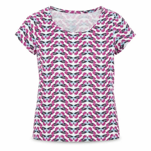 Debenhams Womens Multicoloured Geometric Cotton Basic T-Shirt Size 14 Round Neck - Butterfly Print
