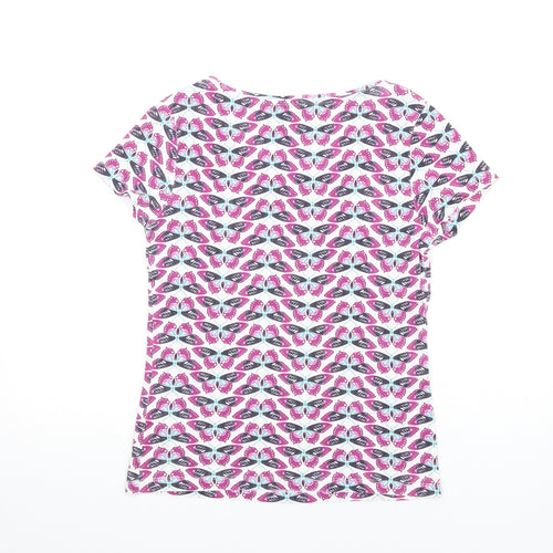 Debenhams Womens Multicoloured Geometric Cotton Basic T-Shirt Size 14 Round Neck - Butterfly Print