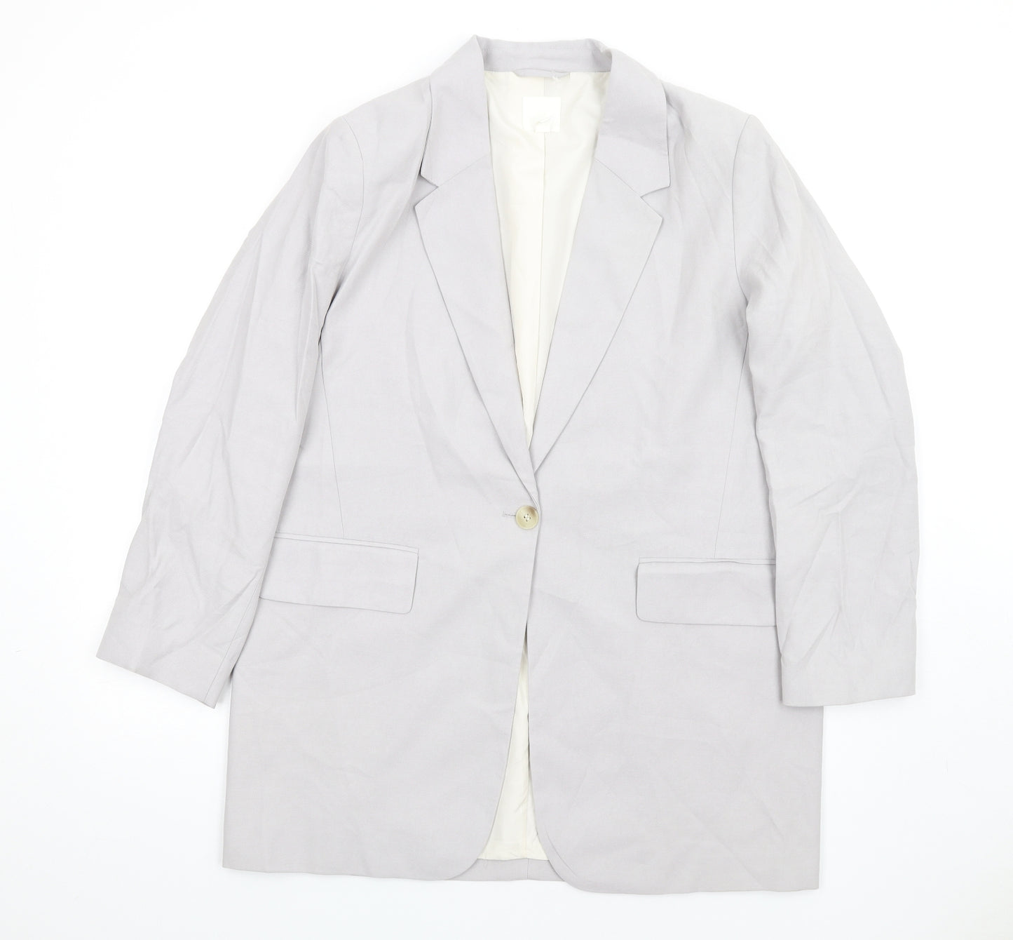H&M Mens Grey Jacket Blazer Size M Button