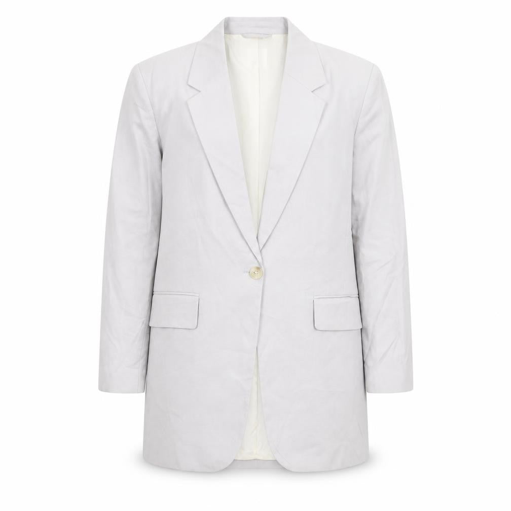 Front view of H&M men’s grey jacket blazer, size M, button