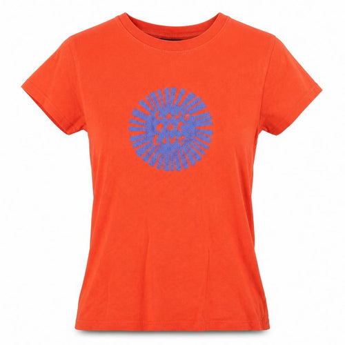 Giraffe Womens Orange Cotton Basic T-Shirt Size M Round Neck - Love eat live giraffe