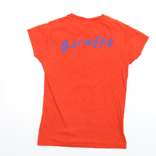 Giraffe Womens Orange Cotton Basic T-Shirt Size M Round Neck - Love eat live giraffe