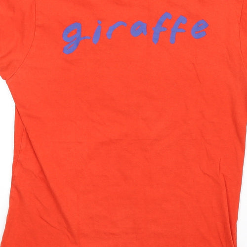 Giraffe Womens Orange Cotton Basic T-Shirt Size M Round Neck - Love eat live giraffe