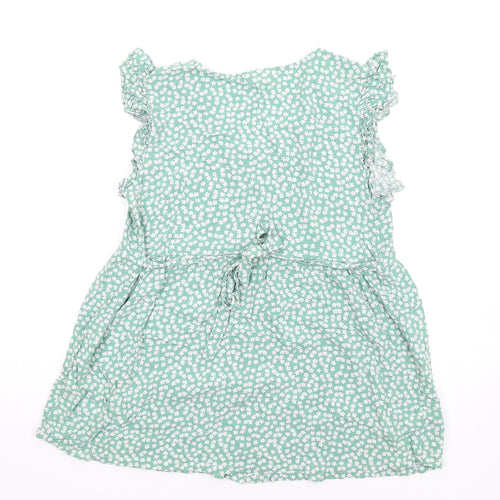 JoJo Maman Bébé Womens Green Floral Viscose Basic Tank Size M V-Neck
