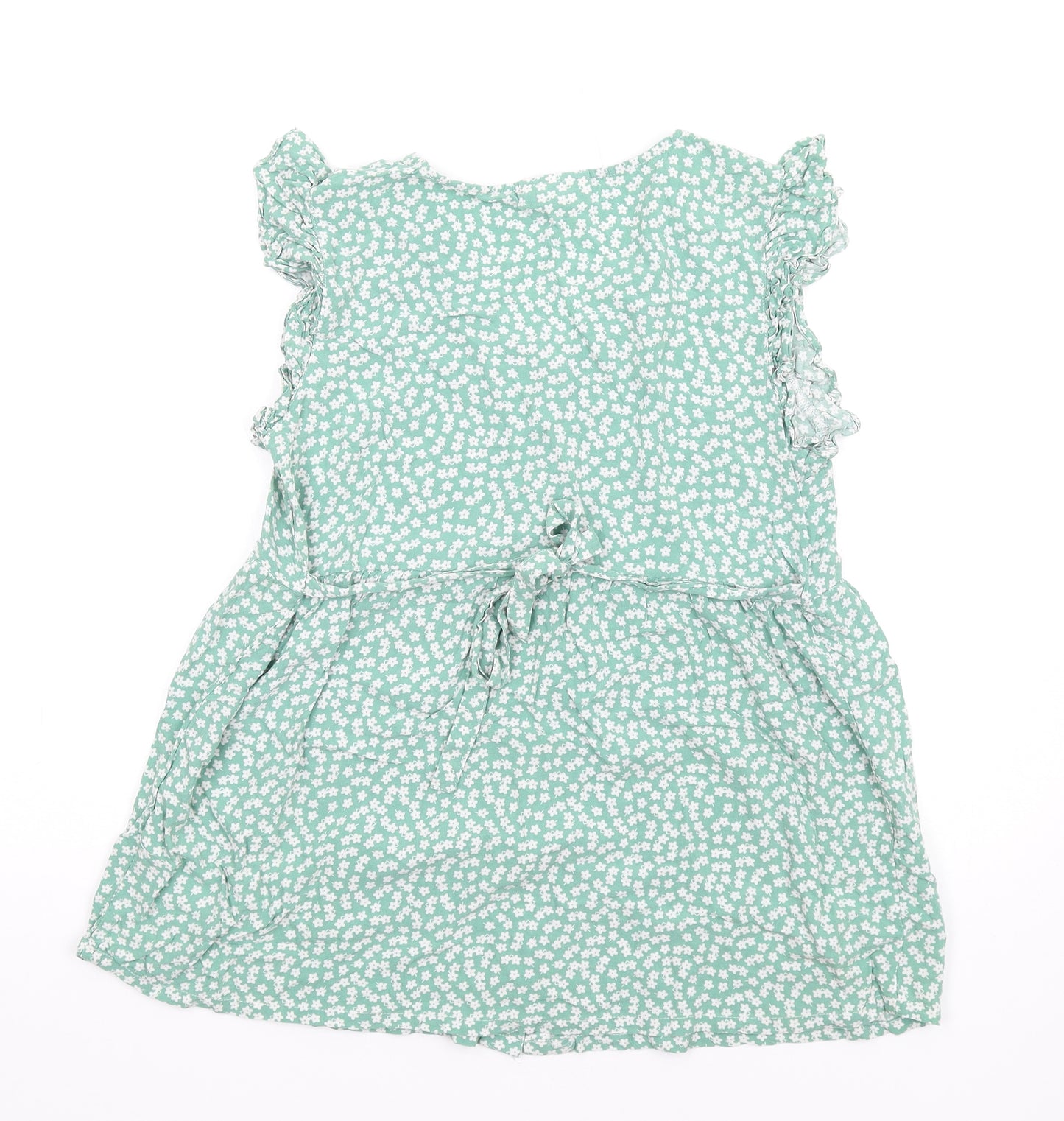 JoJo Maman Bébé Womens Green Floral Viscose Basic Tank Size M V-Neck