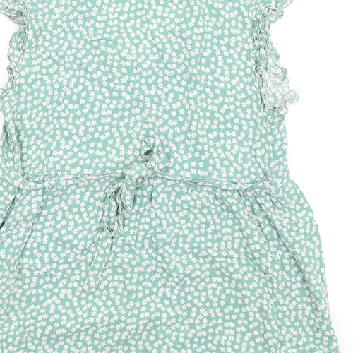 JoJo Maman Bébé Womens Green Floral Viscose Basic Tank Size M V-Neck