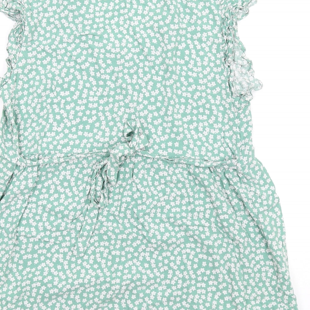 JoJo Maman Bébé Womens Green Floral Viscose Basic Tank Size M V-Neck