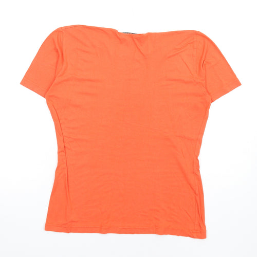 Jaegar Womens Orange Viscose Basic T-Shirt Size L Round Neck