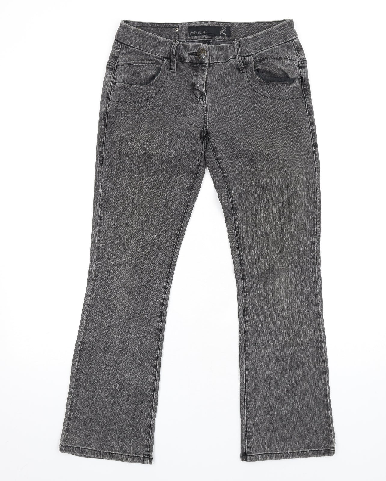 River Island Womens Grey Cotton Bootcut Jeans Size 10 L30 in Regular Zip