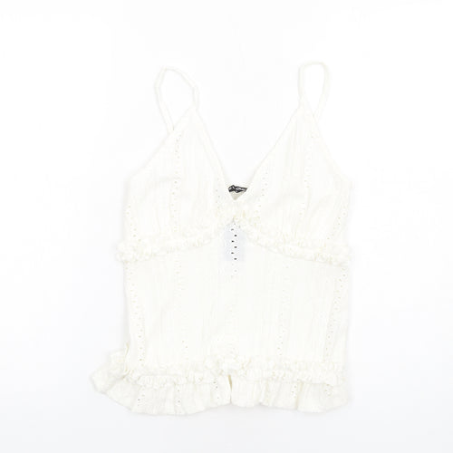 Select Womens Ivory Polyester Camisole Tank Size S V-Neck - Broderie Anglaise