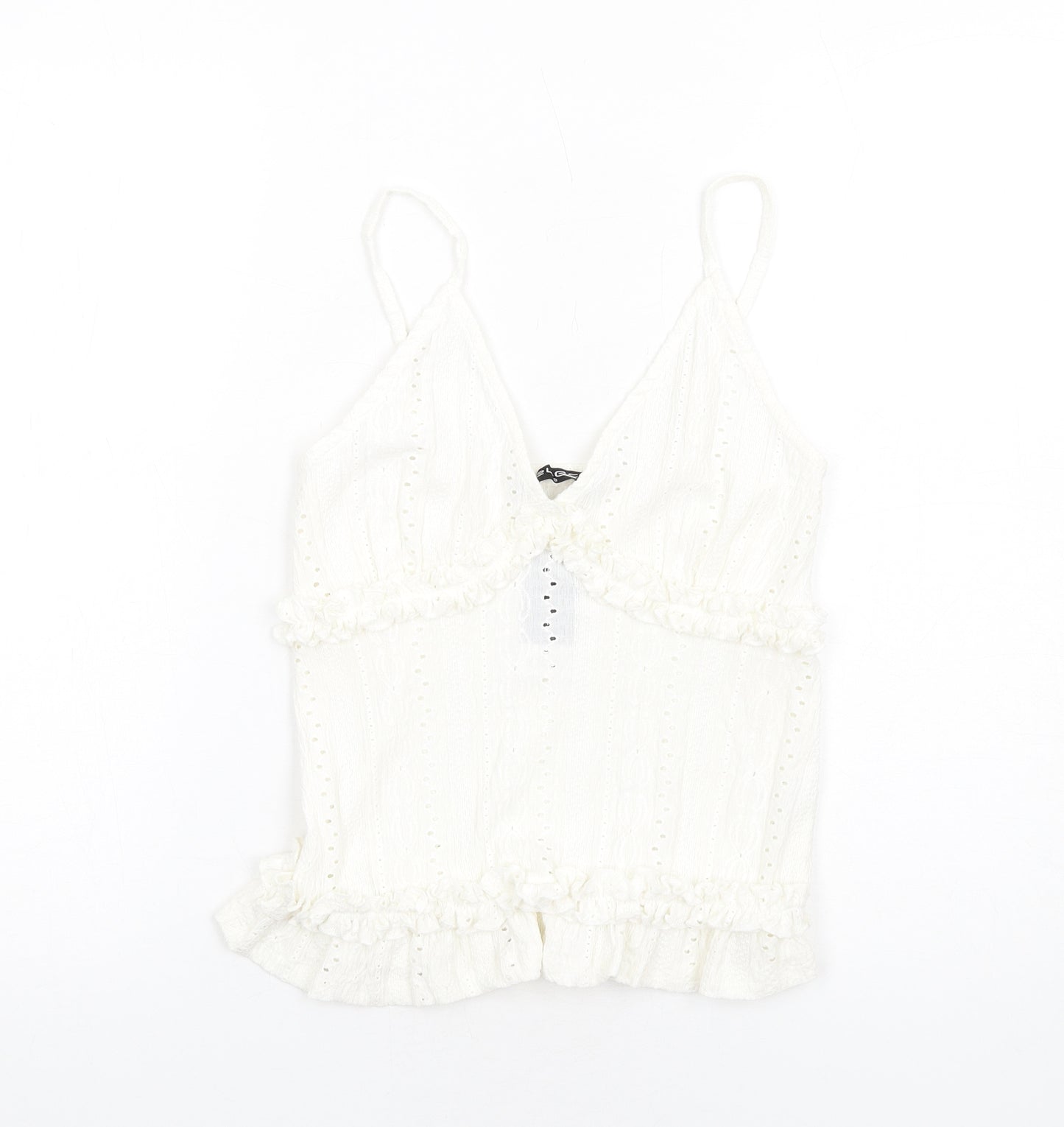 Select Womens Ivory Polyester Camisole Tank Size S V-Neck - Broderie Anglaise