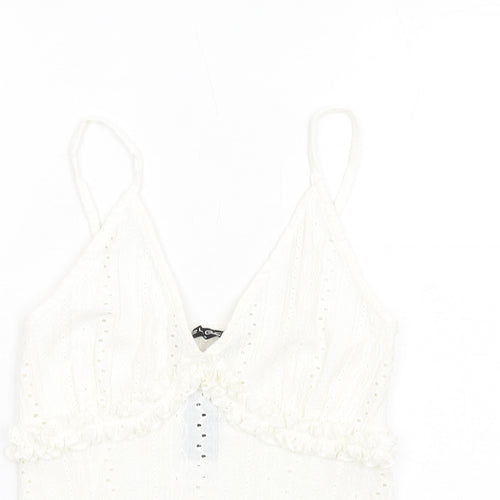Select Womens Ivory Polyester Camisole Tank Size S V-Neck - Broderie Anglaise