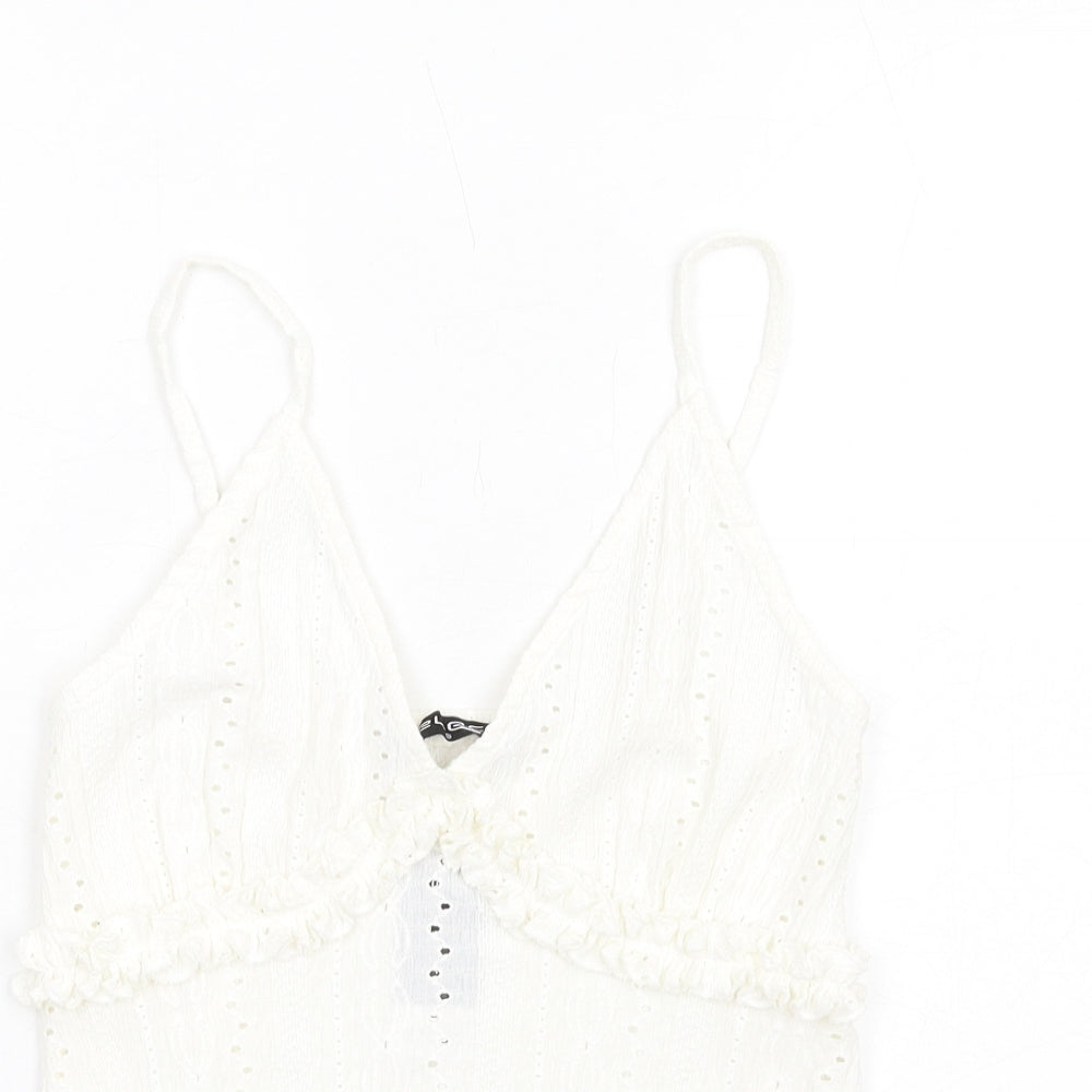 Select Womens Ivory Polyester Camisole Tank Size S V-Neck - Broderie Anglaise