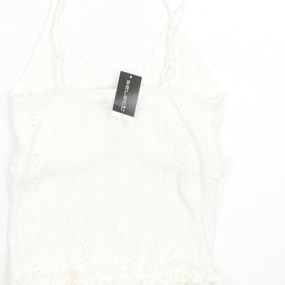 Select Womens Ivory Polyester Camisole Tank Size S V-Neck - Broderie Anglaise