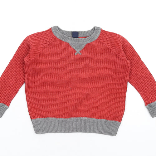 Gap Boys Red Crew Neck Cotton Pullover Jumper Size 2 Years Pullover