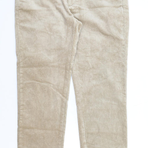 Marks and Spencer Mens Beige Cotton Cropped Trousers Size 36 in L31 in Regular Zip
