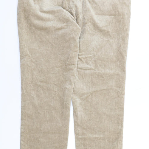 Marks and Spencer Mens Beige Cotton Cropped Trousers Size 36 in L31 in Regular Zip
