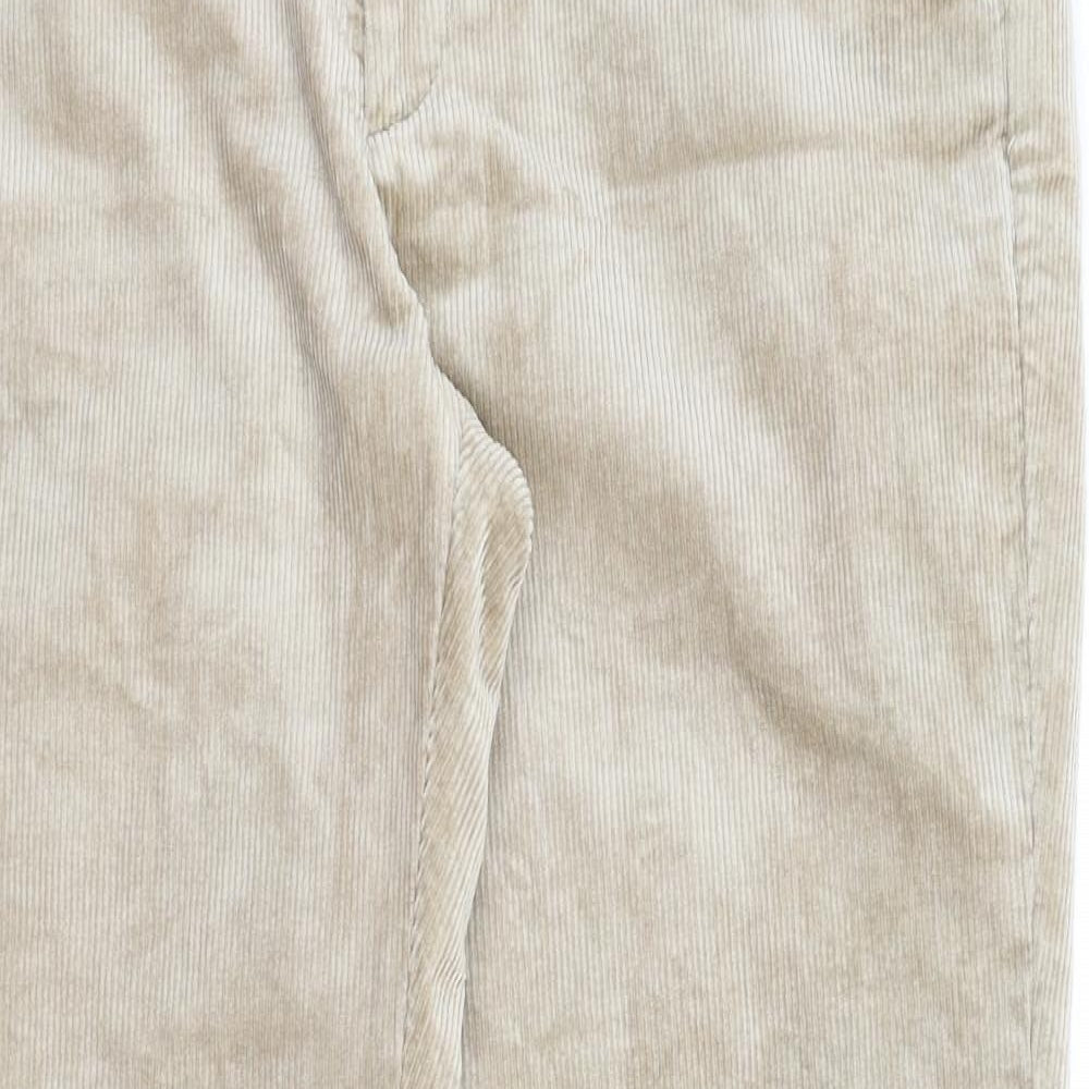 Marks and Spencer Mens Beige Cotton Cropped Trousers Size 36 in L31 in Regular Zip