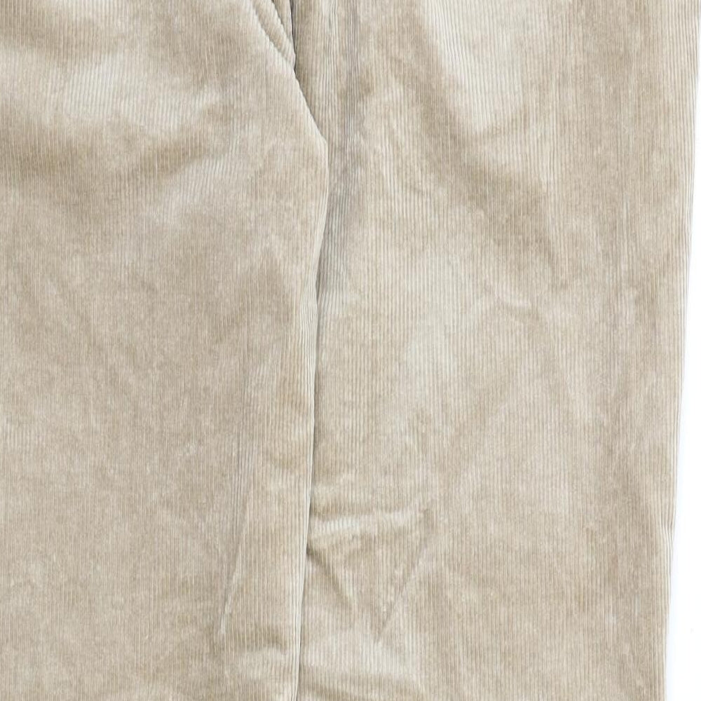 Marks and Spencer Mens Beige Cotton Cropped Trousers Size 36 in L31 in Regular Zip