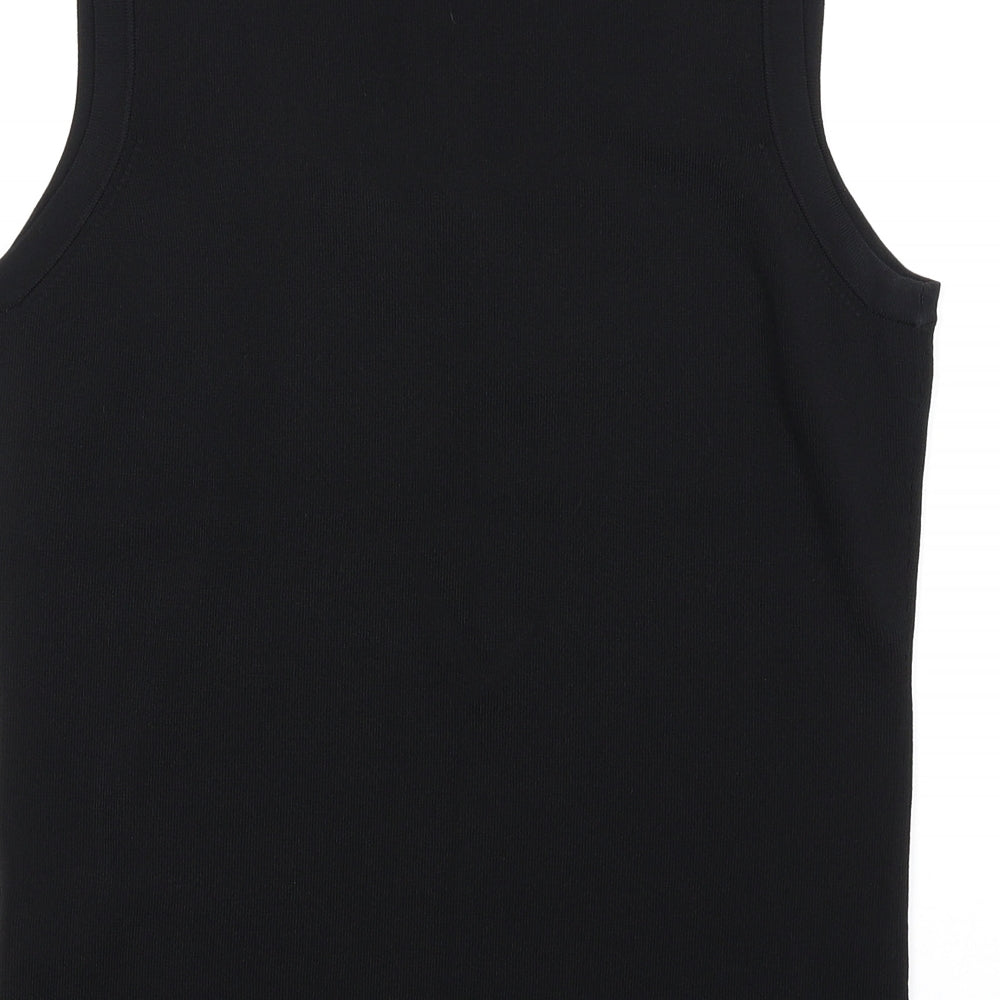 Bonmarché Womens Black Viscose Basic Tank Size M Square Neck - Beaded Neckline Sequin