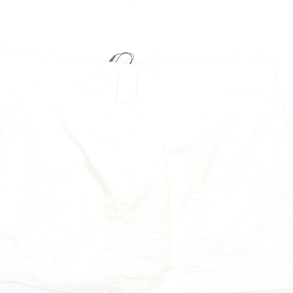 Zara Womens White Cotton Skater Skirt Size S Zip