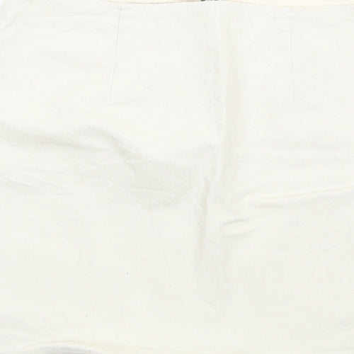 Zara Womens Beige Cotton A-Line Skirt Size M Zip