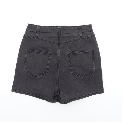 Denim & Co. Womens Black Cotton Boyfriend Shorts Size 10 Regular Zip